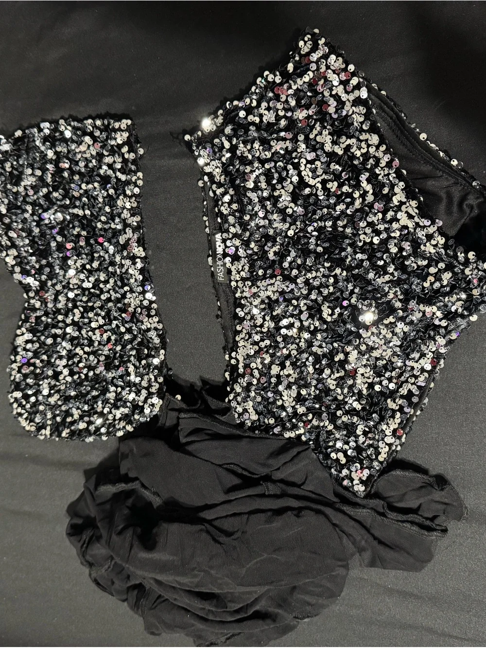 Fashion Nova Black Sequin Mini Skirt